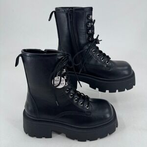 NEW Truffle Collection Boots WOMENS Black Side Zip Square Toe Chunky SIZE 5